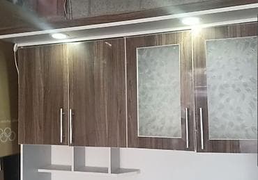 стол с тумбой офисный: Кухонный гарнитур, цвет - Коричневый, ДСП — 4