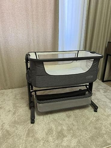 Полки, стеллажи: Прикроватная колыбель для новорождённого Rosa Baby (серый текстиль) - — 2