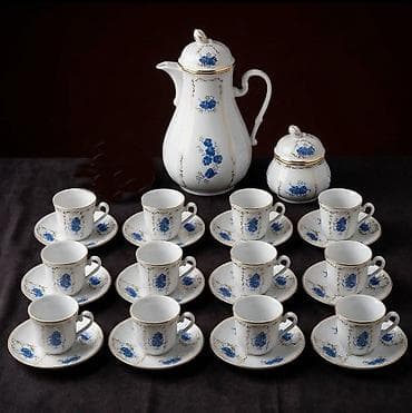 coffe lk: Фарфоровый кофейный сервиз на 12 персон. Стиль: Традиционный «синий — 1