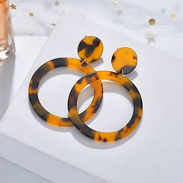 Жеке буюмдар: Женские серьги У с эффектом черепахового узора в крупной круглой — 2