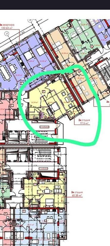 квартира студия с панорамными окнами: 2 комнаты, 77 м² — 2