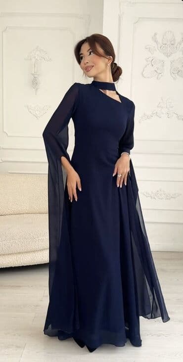 женская одежда больших размеров бишкек: Вечернее платье, Длинная модель, С рукавами, Шлейф, S — 2