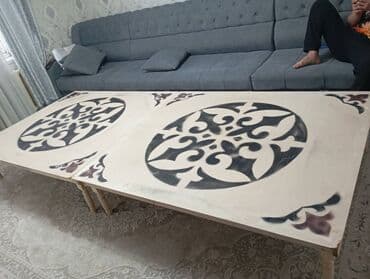 расскладной стол: Национальный кыргызский стол, Новый, Не раскладной, Дерево, цвет - Серый — 2