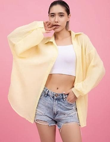 Личные вещи: Женская рубашка оверсайз, легкая полупрозрачная - Цвет: нежно‑желтый — 2