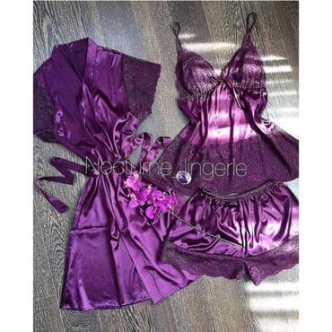 белая ночная сорочка: Стильная Пижамки Ткань атлас Качество люкс . Доставка по городу — 3