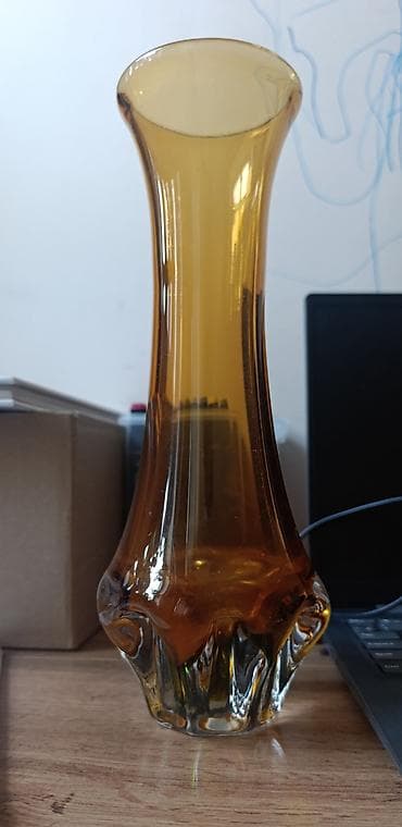винтажные очки: Ваза из цветного стекла (янтарный оттенок) - Материал: толстостенное — 1