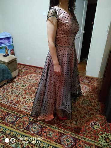 платье в горошек большого размера: Вечернее платье, Пышное, Длинная модель, Без рукавов, С пайетками, One size — 1