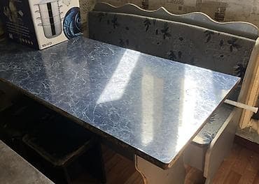 кухонный стол уголок: Кухонный мягкий уголок, ЛДСП, цвет - Синий — 1