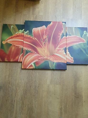 тройные картины: Триптих на холсте: «Лилия» - Состав: 3 картины на подрамниках, единый — 2