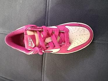 asics tiger: Детские кроссовки Nike (модель в стиле Dunk Low) в ярко‑розово‑белой — 4