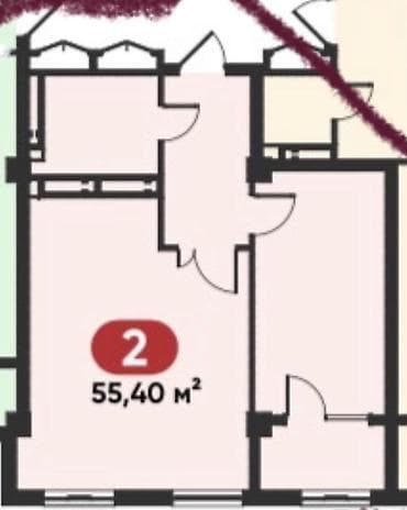 сдается токмок: 1 комната, 55 м², Элитка, 10 этаж, ПСО (под самоотделку) — 2