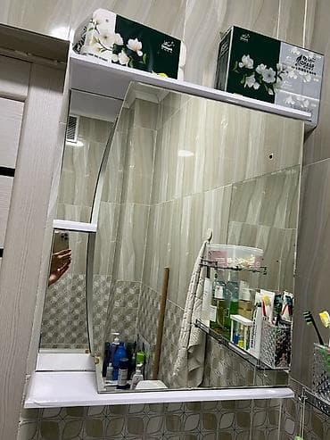 Шкафы для ванной: Шкаф для ванной, С зеркалом, ЛДСП — 1