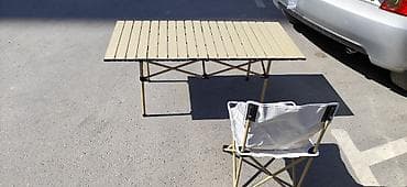 стол для кемпинга: Складной кемпинговый комплект: стол120х55х50 + 4 стулья (цвет бежевый) — 2