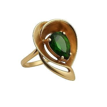 22223 Кольцо из красного золота 585 с изумрудом - Материал: красное
