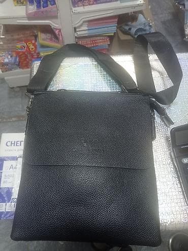 Эркектер кийими: Сумка через плечо мужская, компактная, черная. длина 26 см ширина 22 — 1