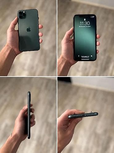 карышкыр фото: IPhone 11 Pro, 256 ГБ, Matte Midnight Green, Заряддоочу түзүлүш, Каптама, 100 % — 2