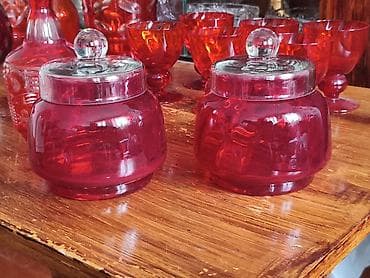 набор ножы: Набор красного стекла (богемский стиль) для сервировки и напитков — 10