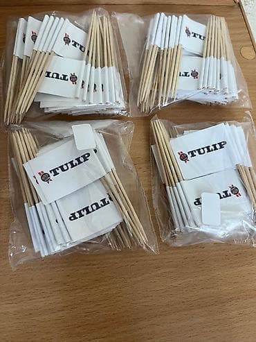 ящик для малины: Мини-флажки на шпажках Tulip - Бумажные флажки с логотипом “TULIP” на — 3