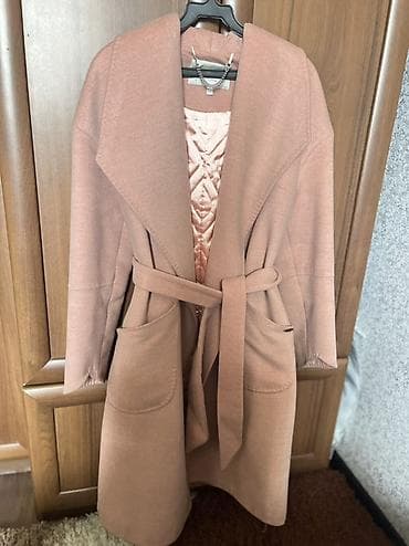 женский плащ на весну: Пальто-женское, бежево‑розовый нюдовый оттенок. Прямой силуэт длины — 1