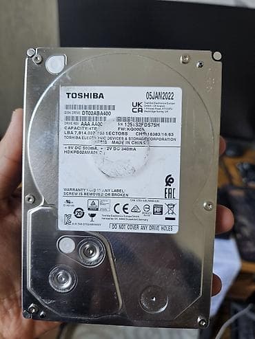 Жесткий диск Toshiba DT02ABA400 4 ТБ (3.5”, SATA) Здоровье 100% - at lalafo.kg Жесткий диск Toshiba DT02ABA400 4 ТБ (3.5”, SATA) Здоровье 100% -