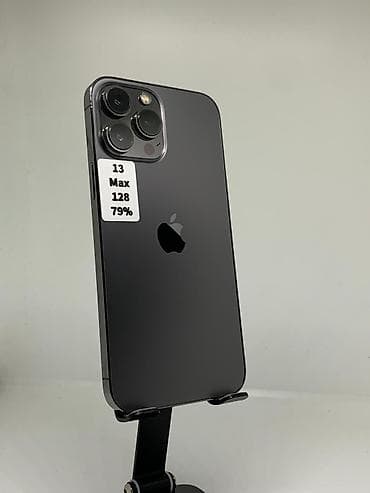 apple 12: IPhone 13 Pro Max, Б/у, 128 ГБ, Графит, Защитное стекло, Чехол, 79 % — 1