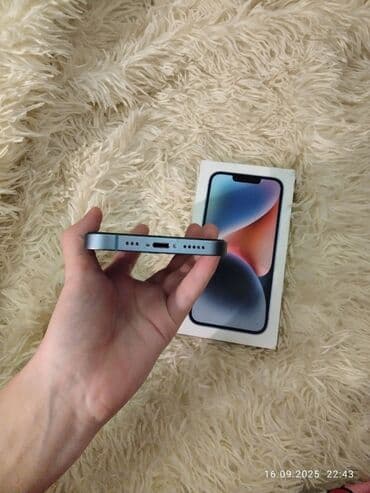 Аудиотехника: IPhone 14, Б/у, 128 ГБ, Голубой, Защитное стекло, Чехол, Коробка, 78 % — 6