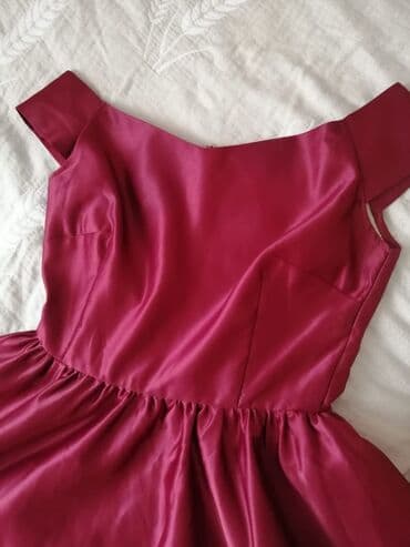 бордовое платье с кружевом: Вечернее платье, Пышное, Длинная модель, Атлас, Без рукавов, S — 5