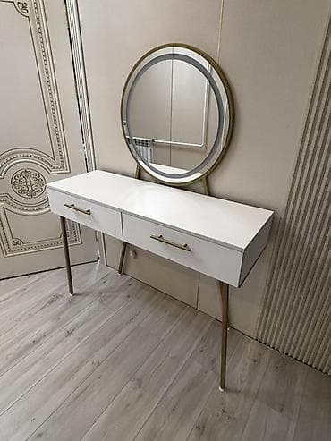 стол с зеркалом: Туалетный столик, С зеркалом, цвет - Белый — 1