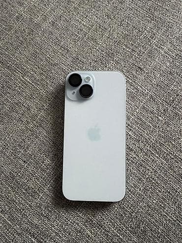 hoco w45: IPhone 15, Б/у, 128 ГБ, Голубой, Защитное стекло, Чехол, Коробка, 88 % — 1