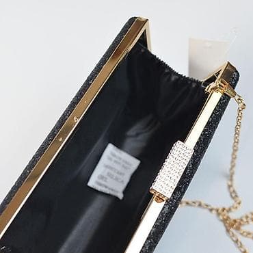 шикарный клатч: Вечерний клатч на цепочке - Цвет: глубокий черный с легким мерцанием — 2