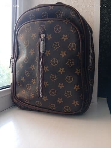 наклейки с логотипом: Повседневный рюкзак,в школу и т.д цвет темно коричневый с — 3