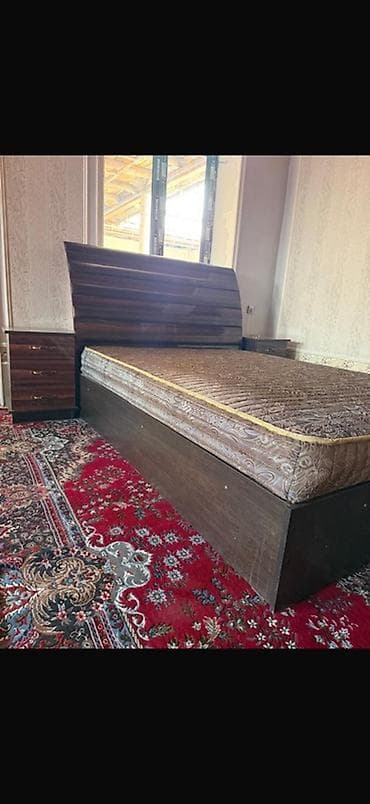 Спальные гарнитуры: Спальный гарнитур, Б/у, Двуспальная кровать, МДФ, цвет - Коричневый — 3