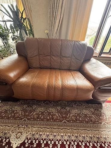 Дом и сад: Комплект мягкой мебели, Б/у, Самовывоз, цвет - Коричневый — 3