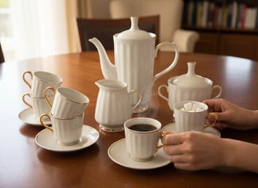 чайные сервиз: Набор посуды и лабораторной утвари. 1) Чайный сервиз из тонкого — 10