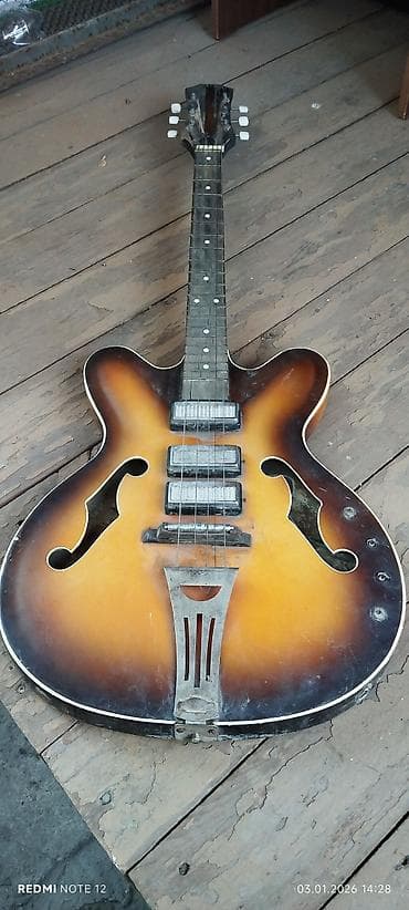 кызыл октябрь: ЭлектроГитара 6 струнная полуакустическая СССР б/у — 3