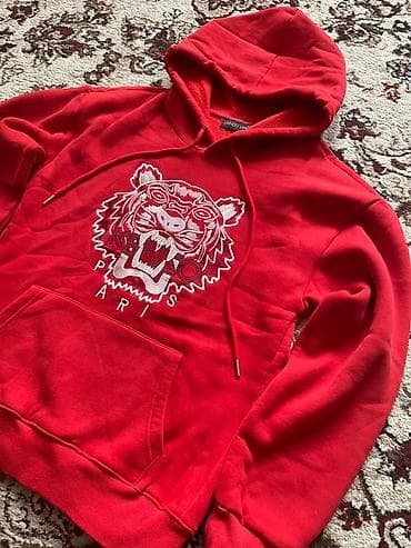 начес: Красное худи с вышивкой тигра Kenzo Paris - Яркий красный цвет - — 2