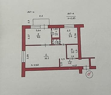 кольбаева: 2 комнаты, 43 м², Хрущевка, 4 этаж, Старый ремонт — 7