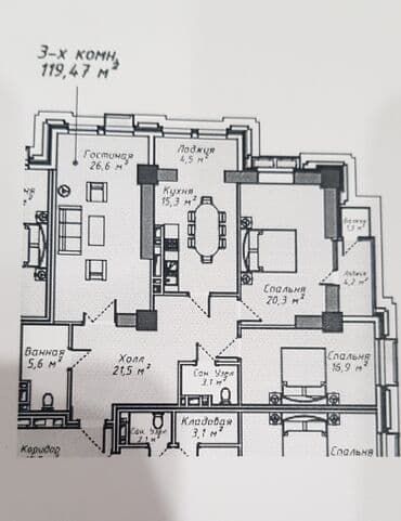 купить квартиру в бишкеке новостройки: 3 комнаты, 119 м² — 5