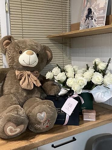 LED гирляндалар: Большой плюшевый мишка с бантом - Цвет: тёплый серо-коричневый — 1