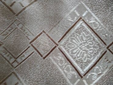 кухонный шторы: 1.Шторы коричневые в ромбик, с тесьмой для крючков 1.35 * 3 м (3 шт) — 1