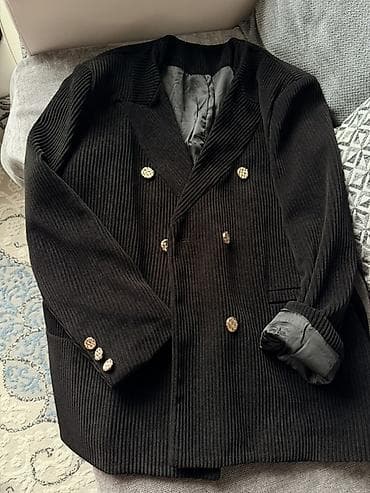 женские пиджаки френчи: Женский двубортный пиджак из вельвета - Цвет: глубокий черный - — 6