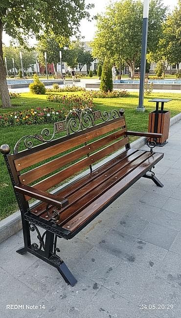 Дом и сад: Скамейка Металл, Со спинкой, Без крыши — 1