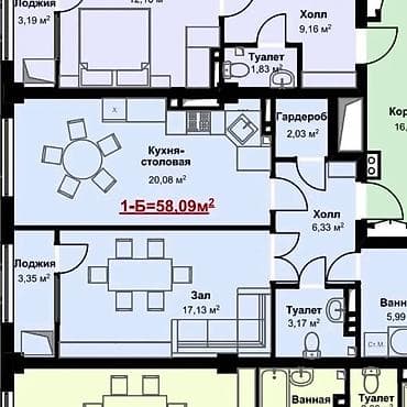 в посёлке манас: 1 комната, 58 м², Элитка, 4 этаж, Готовая ПСО (под самоотделку) — 2
