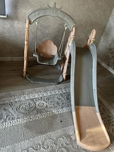 Детский игровой комплекс 2-в-1 для дома и улицы : горка + качели - — 1