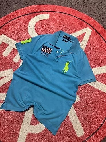 Мужская футболка, S, M, Polo Ralph Lauren, Б/у, цвет - Голубой, Самовывоз, Бесплатная доставка, Платная доставка