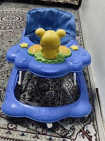 happy baby: Детские ходунки с игровой панелью - Цвет: синий корпус, жёлто‑зелёная — 2