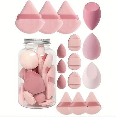 пуховка: Набор спонжей и пуховок для макияжа в банке - Комплект многоразовых — 1