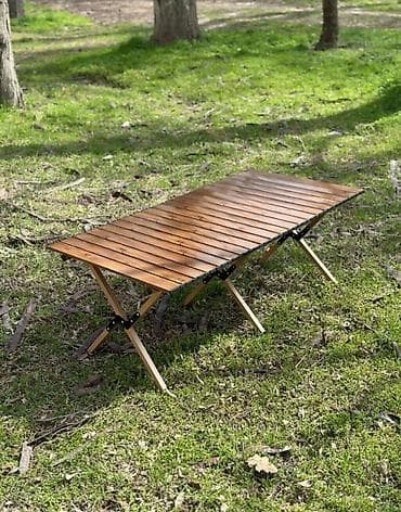 Складной комплект для кемпинга: деревянный стол и кресло - Складной