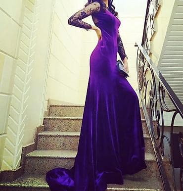 samsung 03: Вечернее платье в пол из благородного бархата глубокого фиолетового — 2