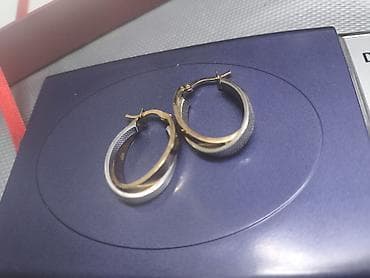 Серьги-кольца из комбинированного золота 585пр (двухцветные: красный и